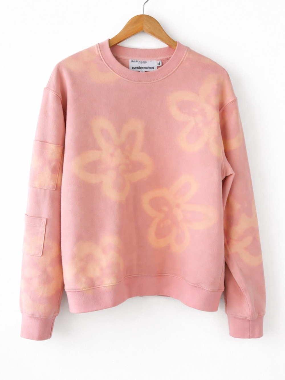 Sundae School Pink Tie Dye Floral Crewneck Sweatshirt Unisex M Streetwear RARE